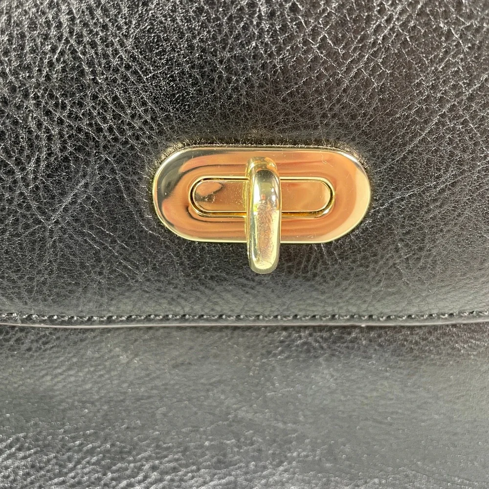 Lo & Sons The Claremont Black Leather Camera Bag Crossbody Purse Gold Hardware